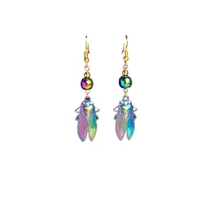 Iridescent Cicada Earrings - Elegant Design with Unique Shimmering Finish, Lightweight and Stylish for Any Occasion
