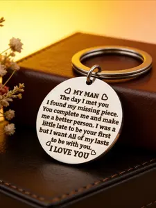 Engraved "MY MAN" Love Quote Personalized Stylish Keychain - Romantic Gift for Boyfriend Husband Anniversary Birthday