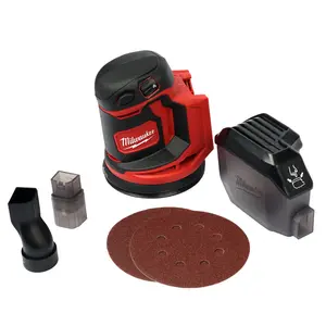 Milwaukee M18 18V Lithium-Ion Random Orbit Sander with Dust Canister and Hose Adapter