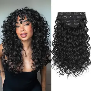 Clip in Hair Extensions, 4Pcs 16inch Curly Hair Extensions Short Soft Natural Hairpiece Lace Weft Curly Wave Clip Ins Extensions Invisible for Women High Stretching Comfortable No Damage Ponytail Hairstyle ,Ginger Copper Red