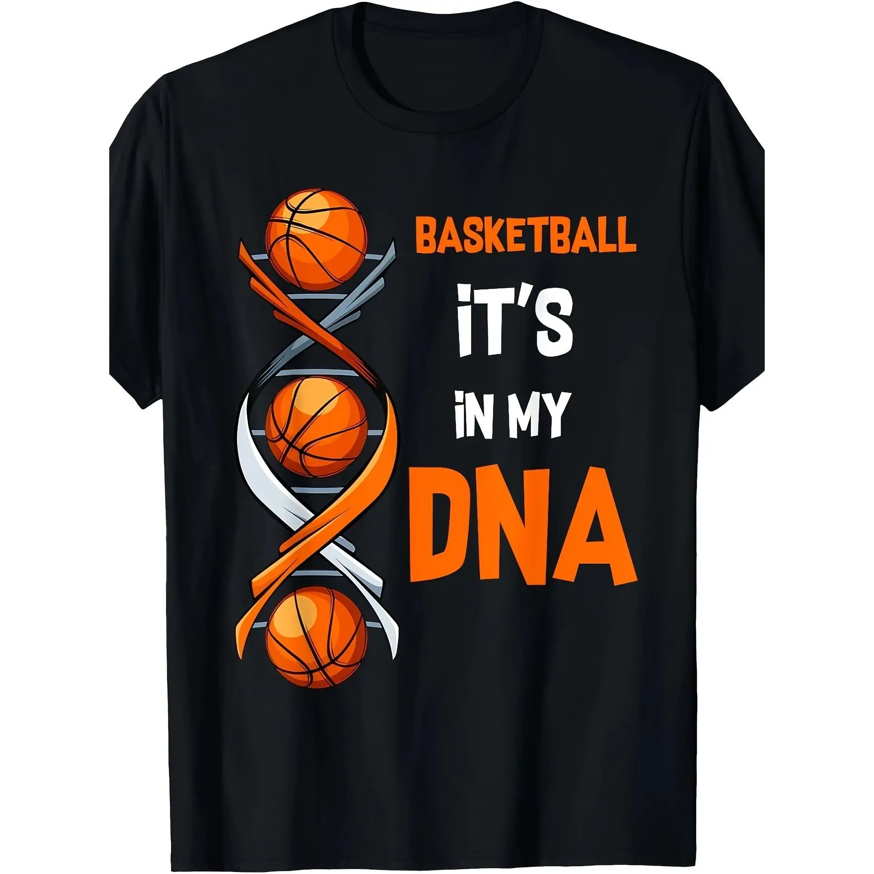 Cotton Short Sleeve  T-Shirt [Cotton Basketball Tee] 100% Cotton Men's Basketball DNA Graphic T-Shirt - Casual & Comfortable "It's In My Dna" Print, Crew Neck Tee, Machine Washable, Summer Style