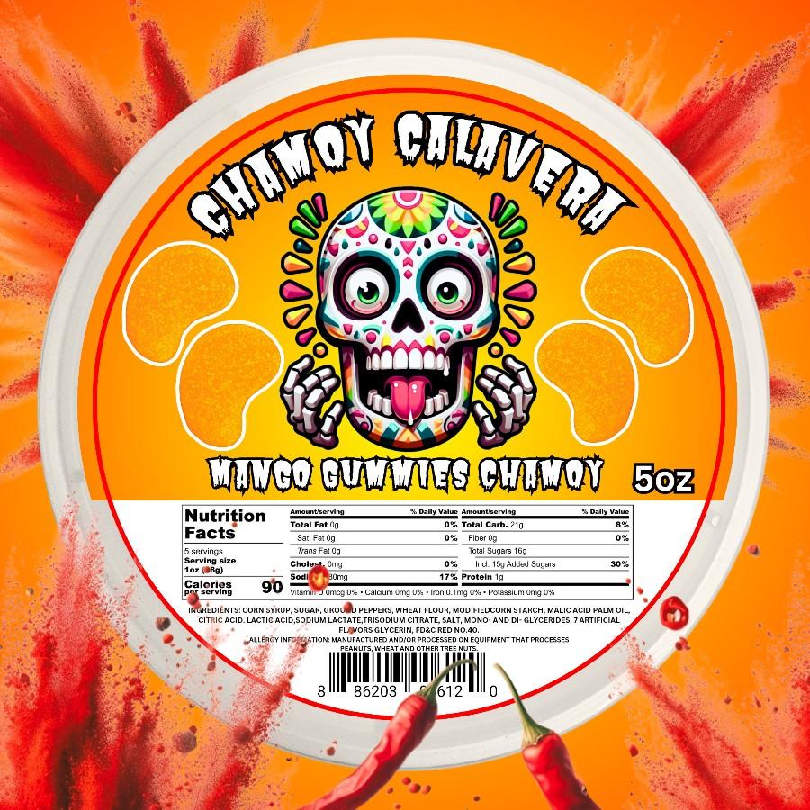 Mango Gummies Chamoy 5oz Jar Spicy Candy Snack mexican candy | Chamoy Calavera spicy candy