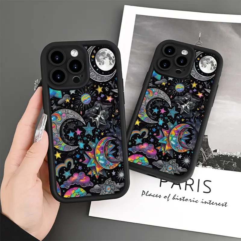 Brand New Smartphone Casing - Gap-Design, Dream Moon Star Pattern, Handheld Device Protection for iPhone 16,15,14,13,12,11 Pro Max Plus,8,7,SE2,SE3,XS,XR, Devices