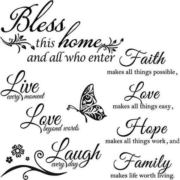 Classic Color Self-Stick Vinyl Wall Stickers & Murals, Butterfly Theme Inspirational Bible Verse (Jeremiah 29:11) Decals for Home Decor, Love Faith Hope Family Sayings Wall Art, Self-Stick Wall Stickers & Murals, Butterfly Theme Wall Stickers & Murals