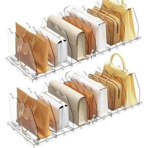 Shelf Divider for Closet, 2 Pack Clear Purse Organizers for Closet Acrylic Handbag Separators Organizer Bookshelf Separator Dividers in Bedroom, Office