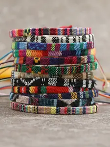Colorful Bohemian Cotton Linen Woven Bracelet, Adjustable Friendship String Bracelet for Women Girls, Ethnic Hippie Handmade Braided Rope, Summer Beach Music Festival Jewelry, Christmas Thanksgiving Gift for Best Friend