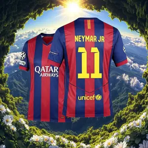 14-15 Home Vintage Jersey No. 11 Neymar Short Soccer Jersey