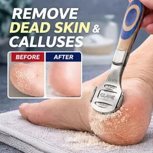 Professional Foot Care Tool Kit ZHANGTONY Callus Remover with 10 Replaceable Blades & Cleaning Brush, Non-Slip Wooden Handle for Men & Women Dry Cracked Heels
