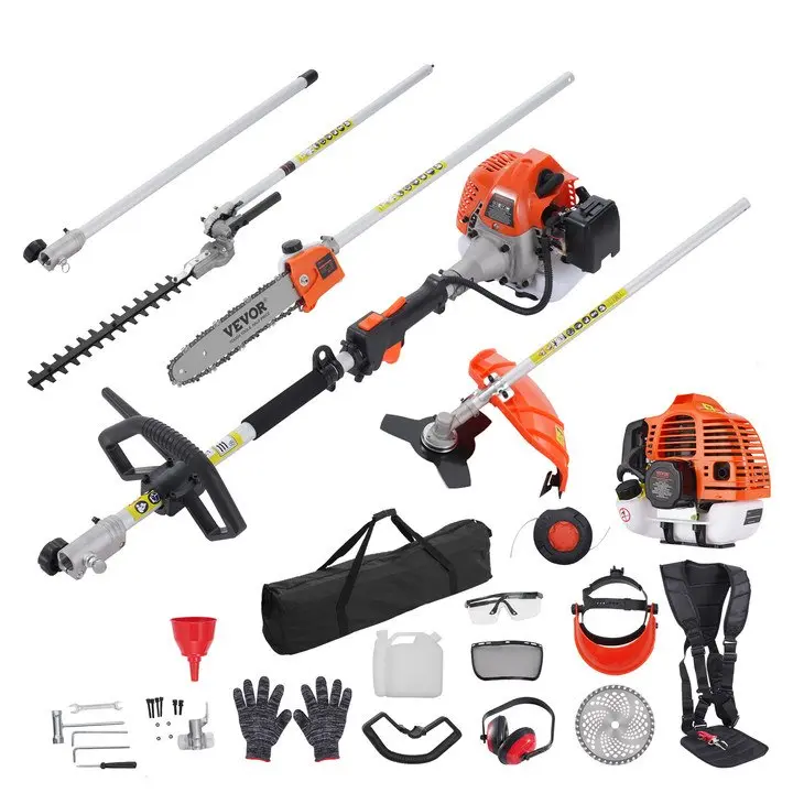 VEVOR  6-in-1 Multi-Functional Trimming Tools with Gas Hedge Trimmer,  , Weed Eater, String Trimmer, Brush Cutter, Edger & Pole Saw Chainsaw Pruner Whacker Shoulder VEVOR Super Brand Day