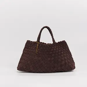 Estrella Arc Handwoven Suede Tote Bag – Woven Large Purse Minimalist Everyday Handbag Large Braided Carryall Purse Satchel