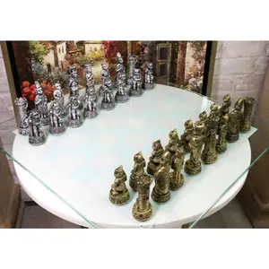 Ebros Cats Versus Dogs Chess Set Resin Character Pieces With Glass Board Set