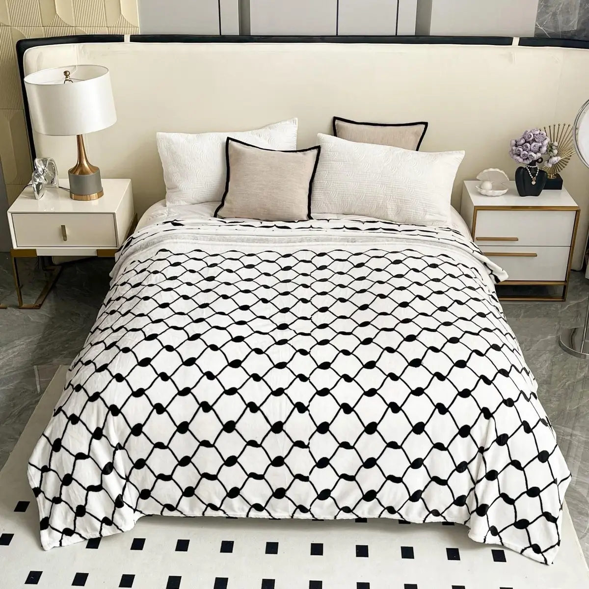 Palestine kuffiyah blanket Super Soft Blanket - Queen Size for Cozy Nights by ALKAM HOME FASHION INC
