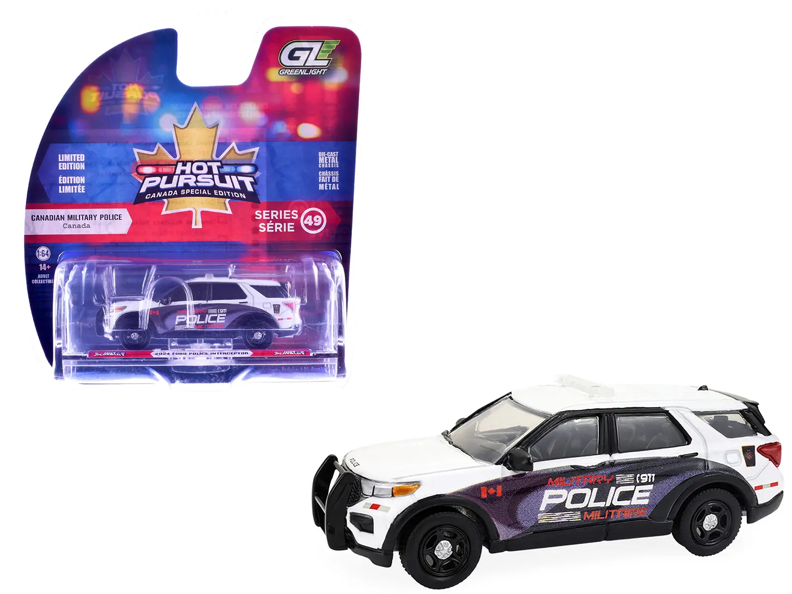 2024 Ford Police Interceptor Utility "Canada Military Police" White w/ Graphics 1/64 Diecast Model Car by Greenlight