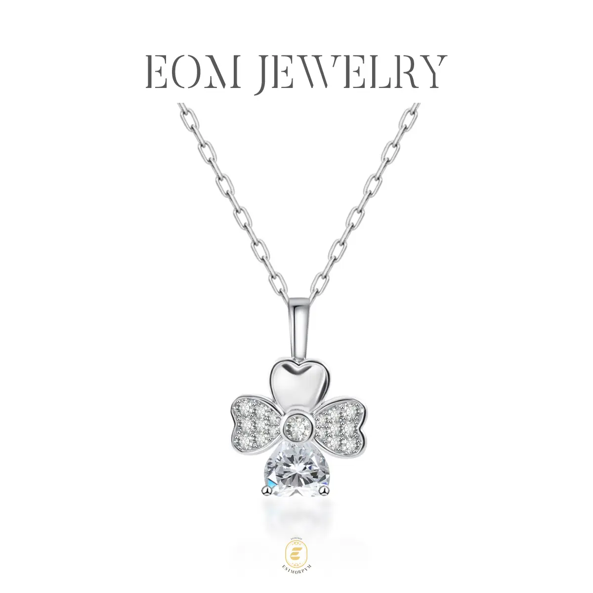 Moissanite Lucky Heart Petal Pendant Necklace Silver-Plated Valentine's Day Wedding Engagement Anniversary Romantic Elegant Gift Daily Wear
