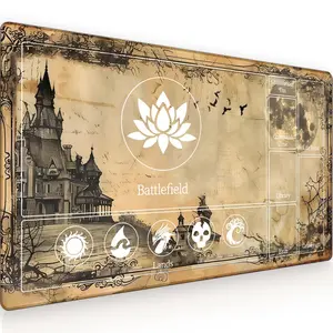 Chess Board Game Card Mat, 3mm Mouse Pad, Medieval Castle Pattern, Magic: the Gathering, Collectible Card Game Mat, Non-Slip Base, Game Zone Selection
