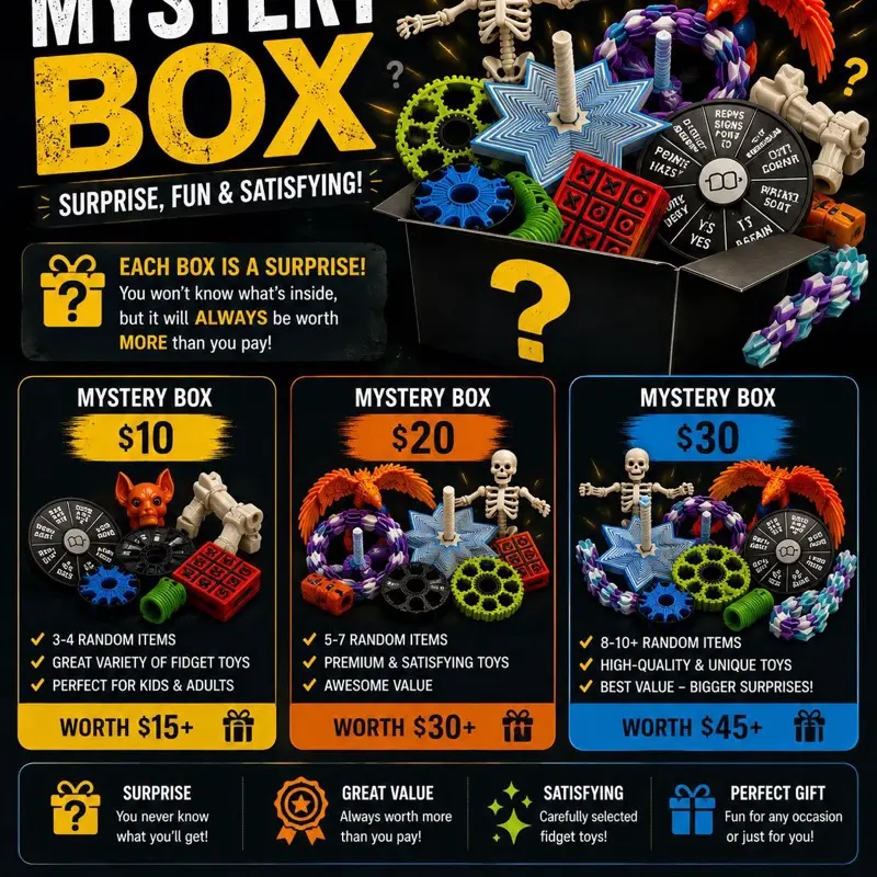 Mister Box Magic Box, Anxiety Fidgets Stress Relief Toy with Fidget Stones, Sensory Bundle for Stress Relief Fidgeting
