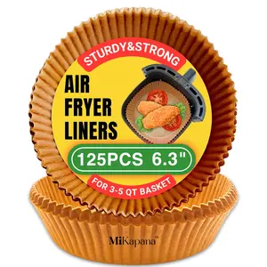Round air fryer liners disposable, airfryer liners, parchment paper liner for air fryer basket, air fryer accessories, Round 6.3" 125 Pcs