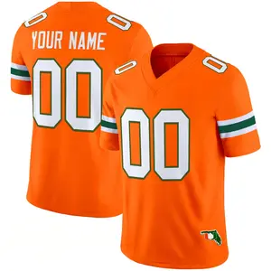 Personalized Football Jersey #00 Orange Unisex Custom Name Number Short Sleeve Athletic Shirt