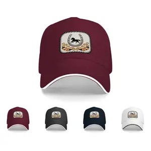 Trucker Hat Dad Hat Baseball Cap,Breathable Mesh Back,Adjustable Snapback,Curved Brim,Unisex,Embroidered Western Patch,Metallic Horseshoe,Horse Silhouette,Flourishes,Texan Vaquero Rodeo Biker,Gorras Premium,Quality Cap,Cap Collector universal size
