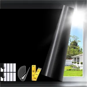 Blackout Blinds with Stickers 118" x 59" Blackout Curtains for Bedroom Window Blinds No Drill Thermal Insulated and Block UV for Bedroom, , RV,Media Room or Travel, Black