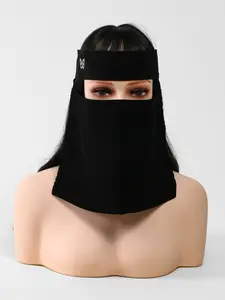 1pc Pure Color Bow Tie Soft Skin-Friendly Mask, Comfortable Breathable Niqab, Muslim Women's Face Covering for Modest Dressing