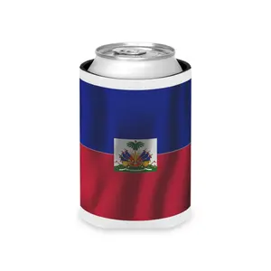 Haiti Can Cooler Sleeve - Haitian Flag Beer cooler sleeve / Country Flag on can cooler / 305 Zoe life, Haitian Pride Drink Drinkware Lightweight Printed Covers