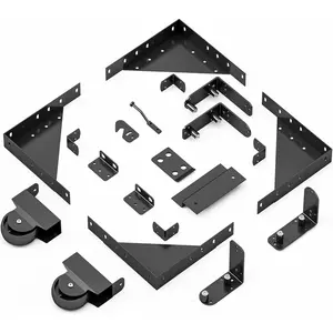 Sliding Gate Hardware Kit, Heavy Duty Fence Gate Kit with Roll Wheels, Universal Fit for 1" to 2" Thick  Fence Gates, Anti-Sag Corner Frame Brackets, Smooth Rolling, Easy DIY Installation
