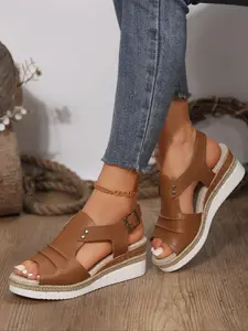 Women's Fashionable Colorblock Open Toe Platform Sandals, Casual Comfortable Peep Toe Sandals for Summer, Female All-match Sandals for Daily Wear, Walking Shoes, Classy Sandal