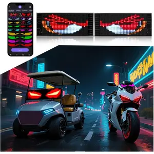Multifunctional Bright 2 count Devil Eyes  /Golf Cart Windshield - 7in x 3in [ 2025 Tech Two Screen Synchronization Chips ] Flexible Programmable LED Eyes Light for