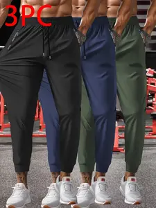 Men's Casual Sports Pants, Athleisure Style, Elastic Waist Drawstring Design, Breathable Quick-Dry Fabric, Ideal for Running & Fitness Training