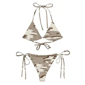 Camo Print Bikini & Swim Trunks, Military Camouflage Summer Beachwear, Honeymoon Anniversary Gift