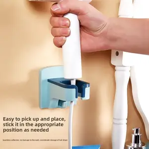 Hair Dryer Holder Lazy Bracket Hands-Free Household Stand Wall-Mounted No-Drill Storage Rack Lazy Bathroom Organizing Accessories