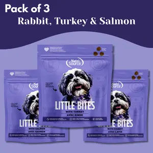 Nutri Source Little Bites Dog Treats Pack of 3 Rabbit Turkey & Salmon Authenticated Variety Pack for Pet Owners