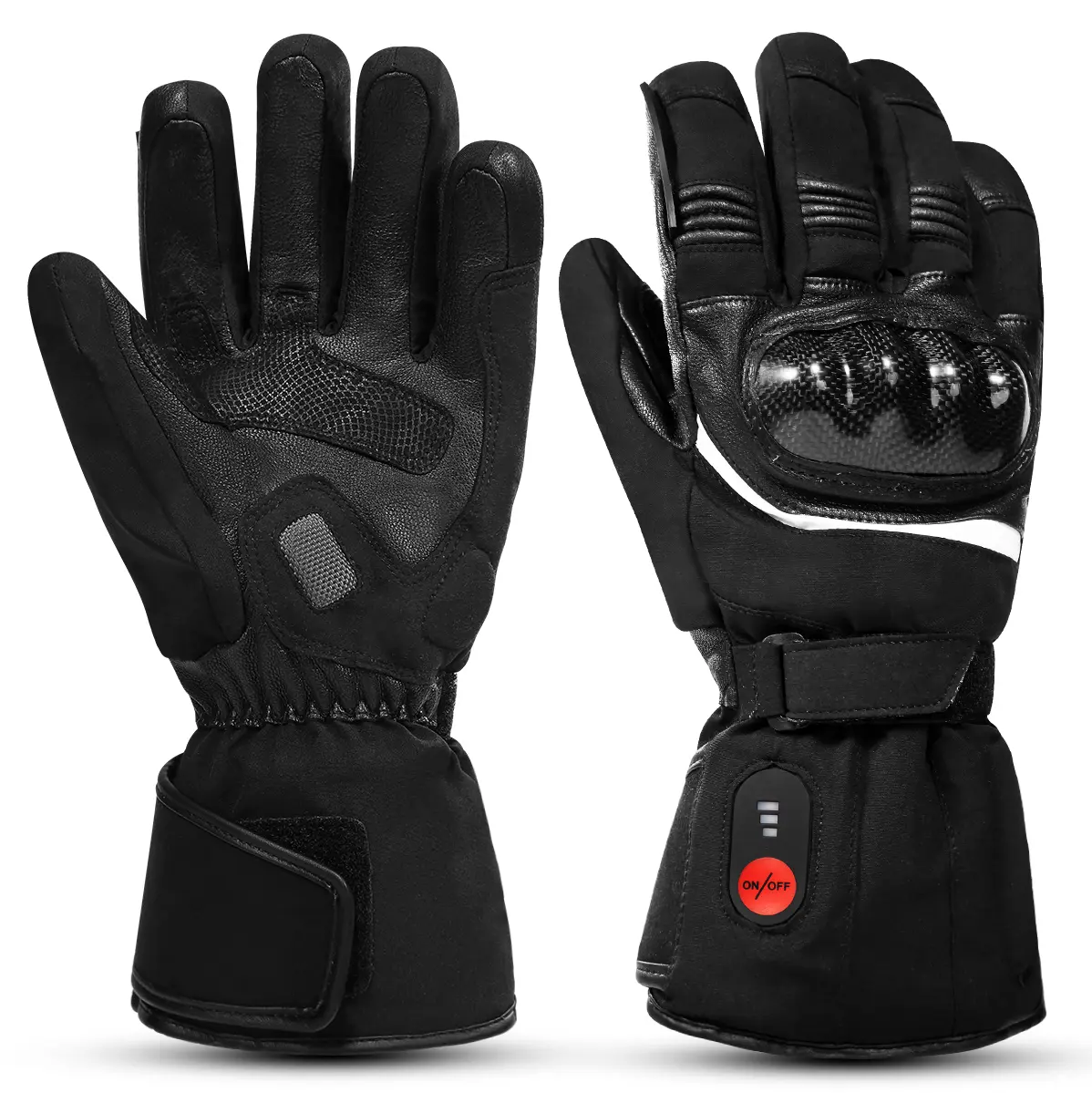 Waterproof Heated Motorcycle Gloves Soft Knuckle Protection, Rechargeable Battery Warm Gloves for Winter Riding and Cold Weather Outdoor Protection