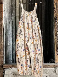 FINJANI Plus Size Floral Print Overalls Boho Casual Sleeveless for Daily Wear Women's Comfortable & Breathable Polyester Fabric Adjustable Suspender Style - Fit - Fashion Fashion Top women's bodysuit - Colorful Bohemian