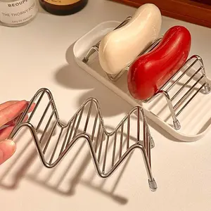 Stainless Steel Soap Holder Ins Style Soap Box Bathroom Soap Storage Draining Rack Creative Wave Household Organizer
