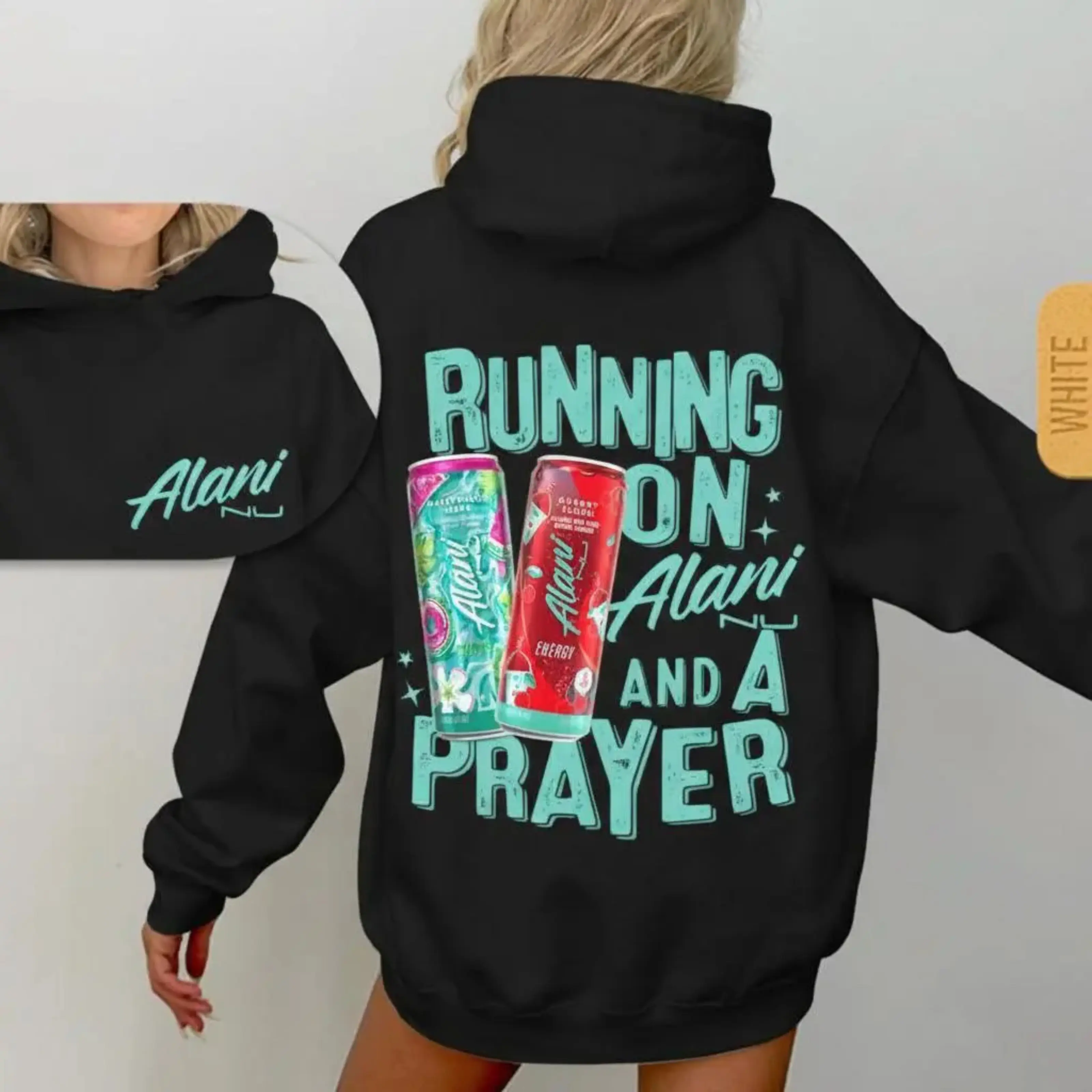 Colorful Beverage Can Print Pullover Sweatshirt with Front and Back Design, Relaxed Casual Streetwear