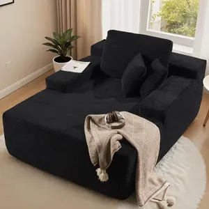 Oversized Upholstered Faux Fur Boneless Sofa Bed, 67 Inch Chaise Lounge Plush Chair Indoor, Corduroy Deep Seat Sleeper Couch Reading Chairs, Comfy Cloud Sofas sectional Couches for Extra-Large Boneless Living Room Chair, No Assembly Required