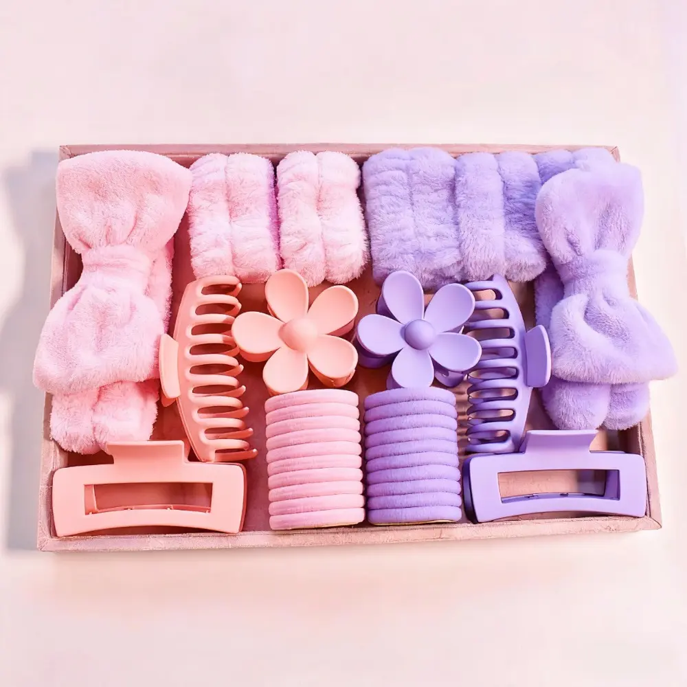 32-Piece Soft Elastic Hair Accessory Set - Hair Ties, Cute Bows, Large Clips - High Elasticity for Braiding, Ponytails, Buns - Multi-Color Fashion Picks for Parties, Daily Wear