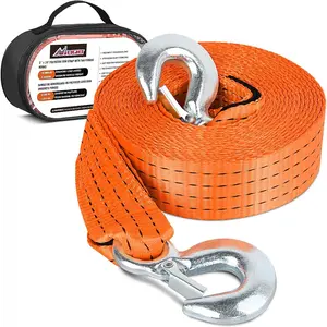 Nilight Weatherproof Heavy Duty Tow Strap with Safety Hooks, 2x20 ft, 10,000 lbs Load Bearing Breaking Strength, Automotive Towing Accessory for Vehicles, Trucks, Car Accessories