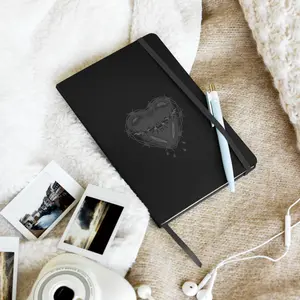 Goth Barbed Wire Heart Black Hardcover Bound Notebook Bullet Journal with 80 Lined Pages Cream-Colored UltraHyde Paper 5.5" x 8.5" Expandable Inner Pocket