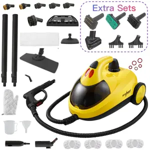 Steambot Steam Cleaner with BBQ Brush Sets, High Pressure Steam,2L Large Water Tank Capacity,33 Accessories, Heavy Duty Chemical-Free Deep Cleaning for House,Kitchen,Bathroom,Car,BBQ Grill,Multi-Purpose Cleaning Steamer,Summervibes