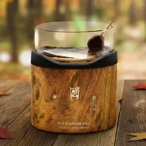 Insulated  Glass - 10oz Double-Walled Stainless Steel Old Fashioned Tumbler with Weighted Glass Insert   Sleeve - Vacuum Insulated    Glass