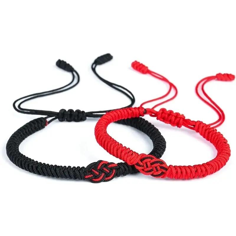 Matching Couple Bracelets for Men Women RedBlack Mix Infinity Love Lucky Bracelet TibetanLucky Amulet Knot Bracelet With Pinky Promise Card Relationship Bracelets for BoyfriendGirlfriend