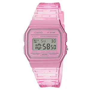 Casio Men's Transparent Pink Digital Watch - F-91WS-4CF