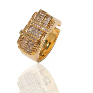 New type square cuttable adjustable zirconium ring for men