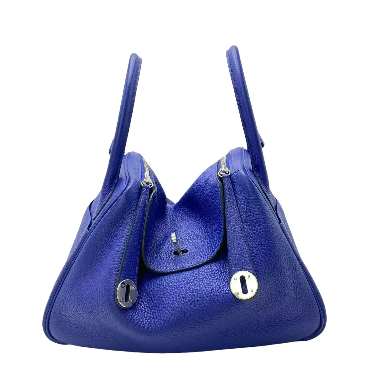 Pre-owned HERMÈS leather Shoulder Bags Hermes Lindy 30 Evercolor Calfskin Blue Royal Women's Top Handle Bag