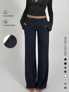 Stylish Wide Leg Pants for Women, High Waist Loose Harem Trousers, Casual Straight-Leg Dad Pants in European Style