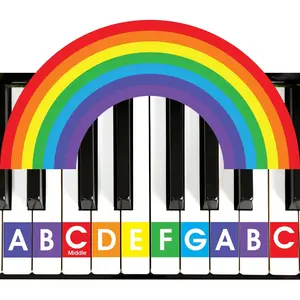 Rainbow Color Piano & Keyboard Note Stickers - Removable, No  - Color-Coded Note Labels - Fits 49/61/76/88-Key Keyboards