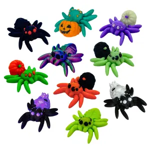 Endertoys 10 Mystery Halloween Spiders | Detailed Pocket Pets Cinderwing3D | Realistic 3D Printed Articulating Mini Fidget Animals Great Gift and Desk Figure decor Spooky Boo Bucket Figurines Lover Multicolor